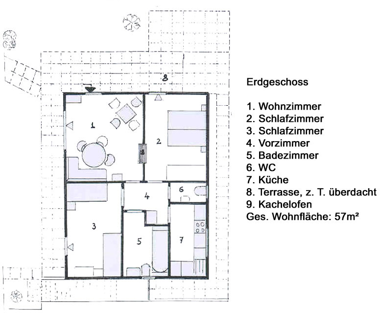 Grundriss Casa Treff, Parterre-Wohnung